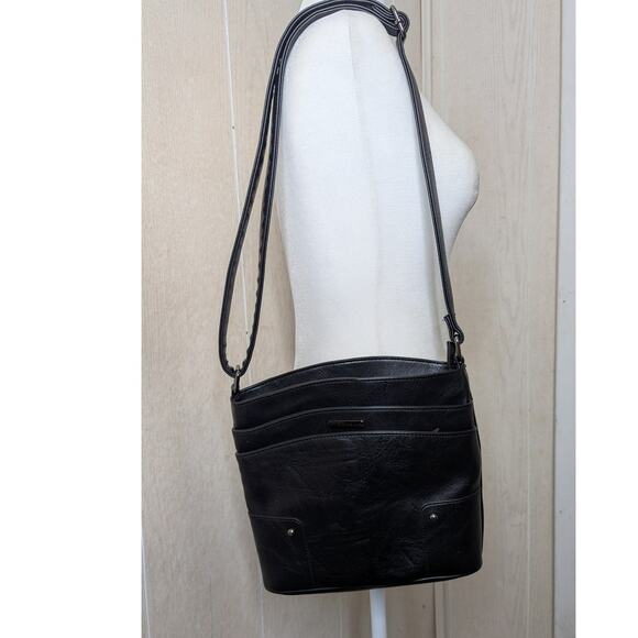 CLUCI black vegan leather shoulder bag purse crossbody - Picture 3 of 11